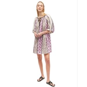 RHODE Sita Mini Dress Violet Patchwork Floral Boho Resort romantic Cottagecore